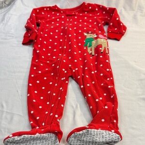 Carter's - Red Reindeer Kids One Piece Footed Fleece Sleeper/Onesie